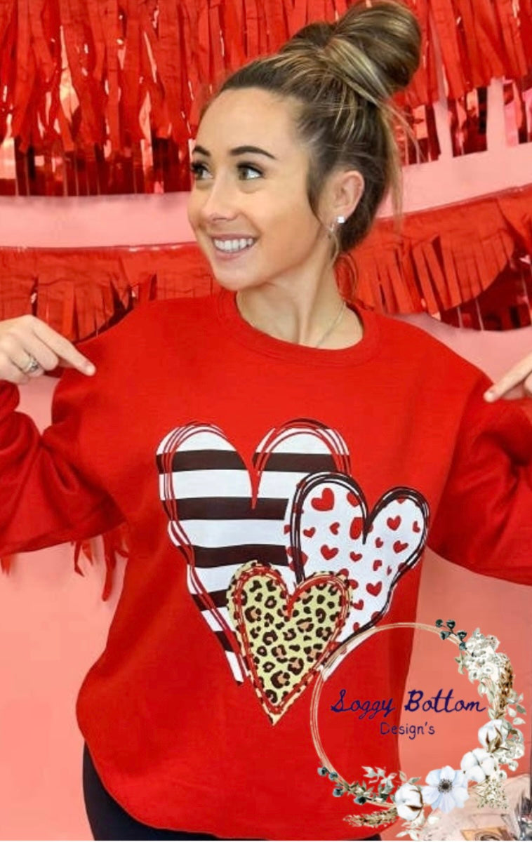 Doodle Heart Valentine Sweatshirt/LS/SS