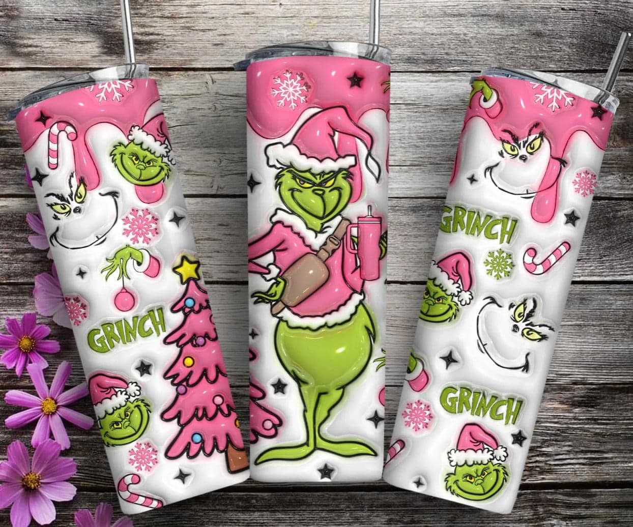 Pink Grinch Tumbler - Sip in Whimsical Holiday Style