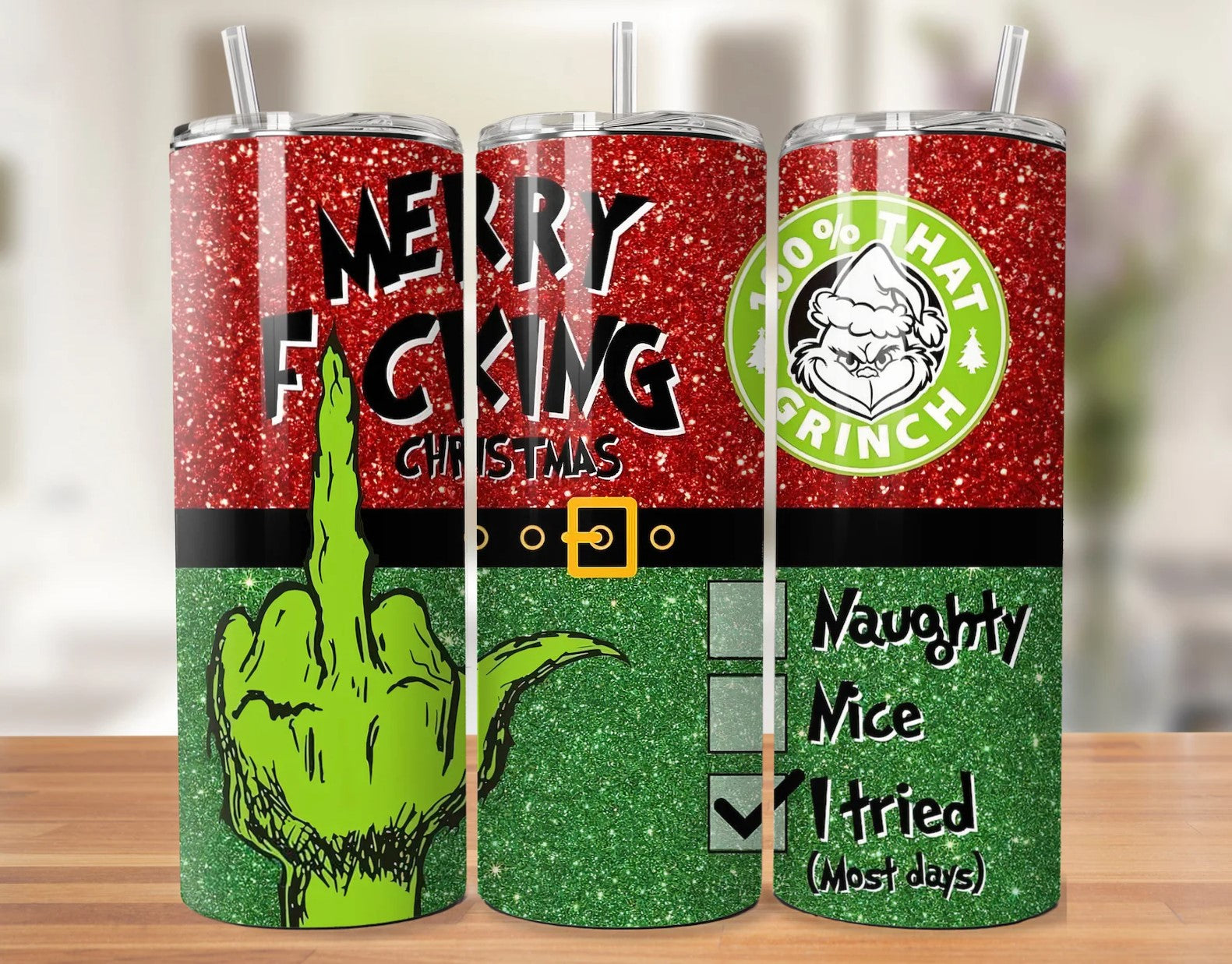 Merry Fing Christmas Grinch 20oz Tumbler - A Playful Toast to the Holidays